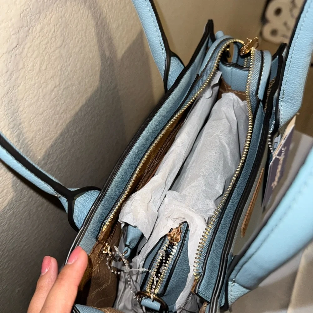 Wrangler Dusty Blue 3-in-1 Satchel Tote Purse w/ Crossbody Bag & Wristlet Wallet